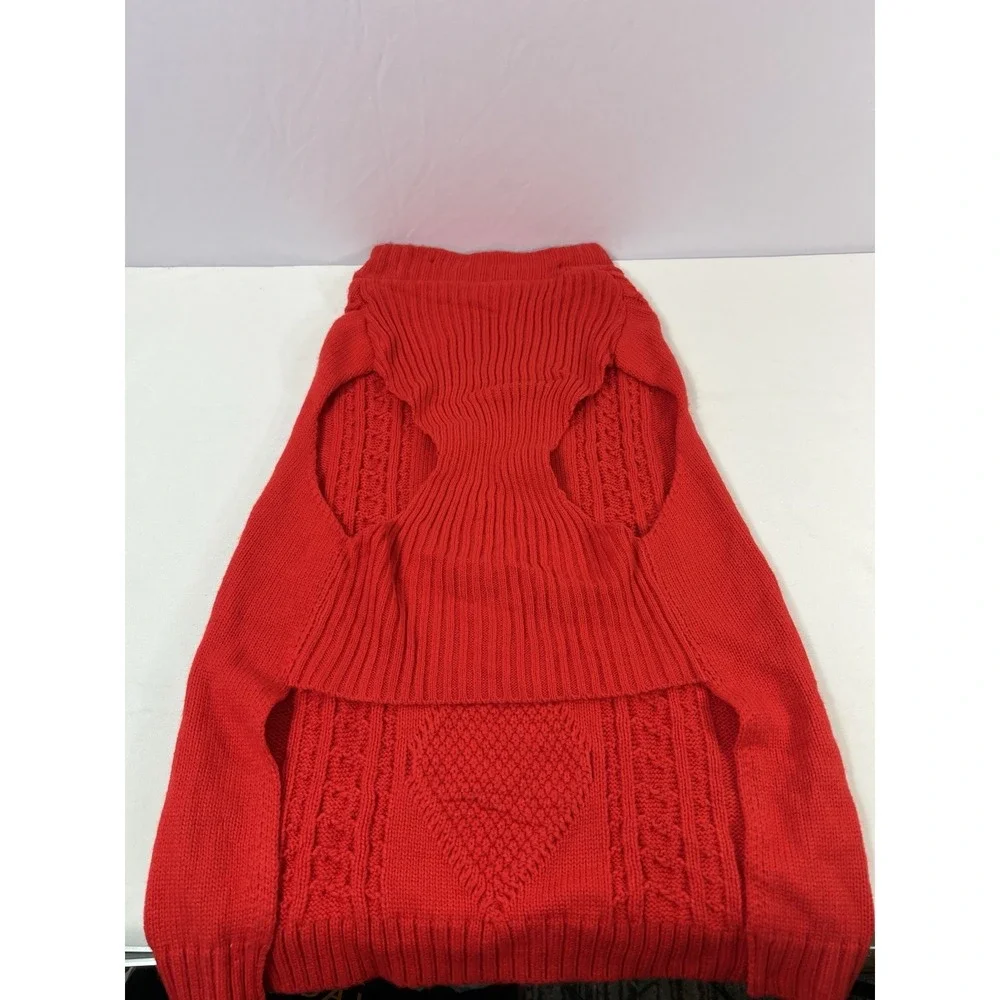 Dog Sweater Puppy Clothing Pet Supply Red Crochet‎ Size XL